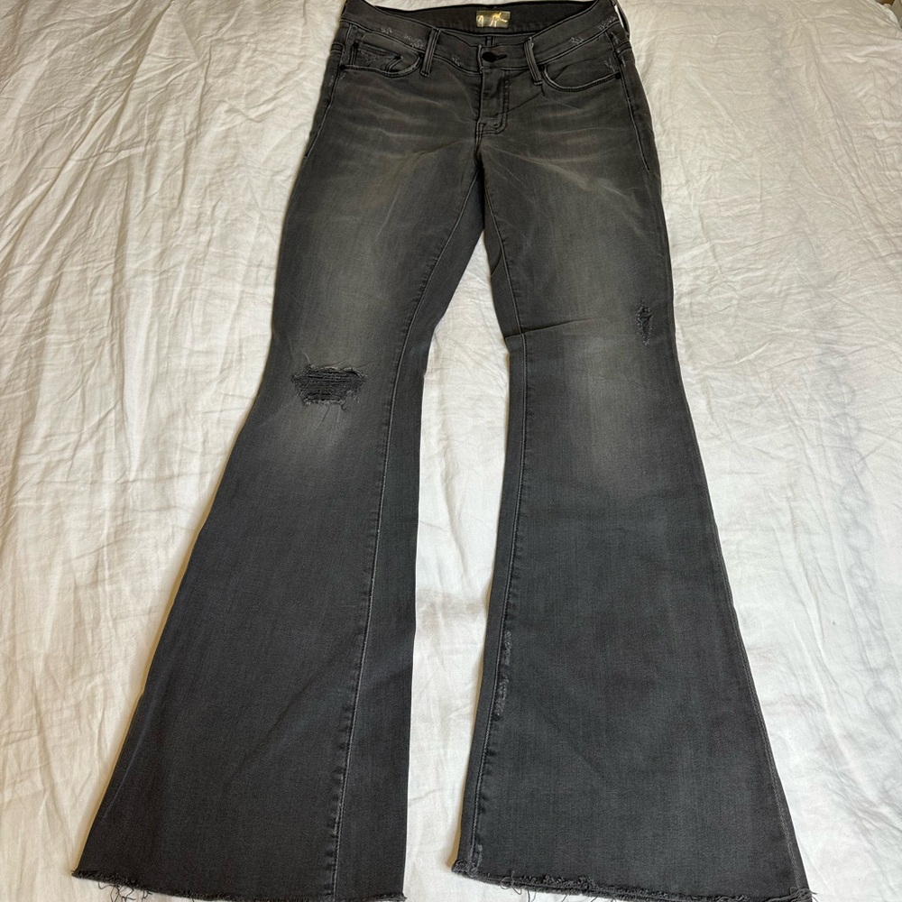 MOTHER Flare Jeans in Charcoal Black